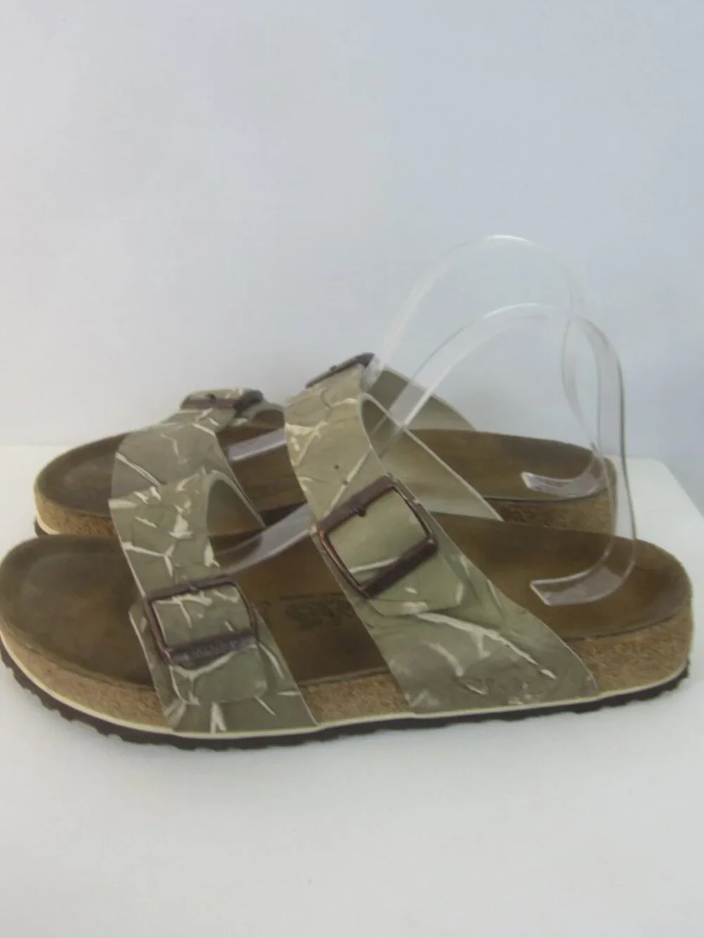Birkenstock Men 8 M Arizona 2  Strap Camo Green Gray  Sandals Slides Women 10